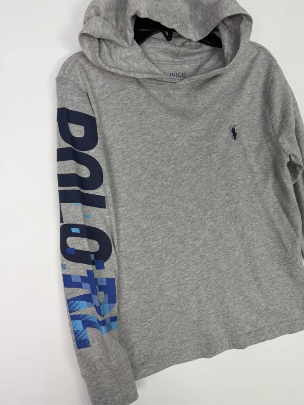 Polo Ralph Lauren Boys Hoodie Shirt Size S 8 NWT Gray Cotton Long Sleeve Top